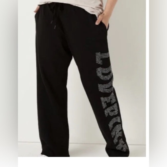 PINK Victoria's Secret Pants - Victoria Secret Pink BLING RHINESTONE FLEECE HERITAGE SWEATPANTS XXLARGE